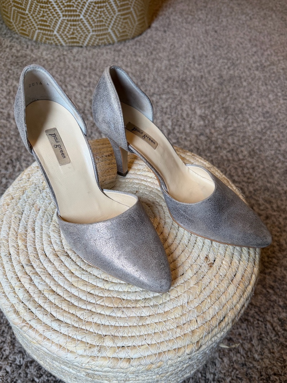 Paul Green Metallic Gray Pointed D'Orsay Heels